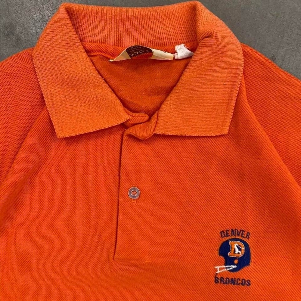 Vintage 80s Denver Broncos NFL Logo 7 Orange Crush Polo Shirt‎ Size L Colorado